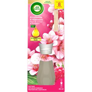 Airwick Raumduft Duftvase, 42 ml, mit Stäbchen & ätherischen Ölen, Kirschblüte & Himbeere