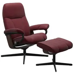 Stressless Sessel mit Hocker Consul Cross Leder Rot Batick Bordeaux L (Large)