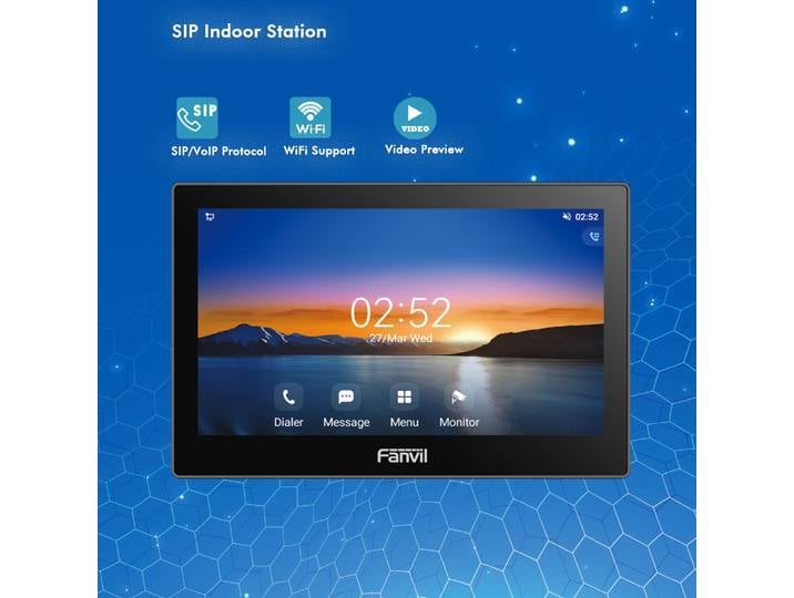 Station intérieure de réseau d'interphone vidéo Fanvil SIP, écran tactile de 7 pouces, activation PoE, moniteur sans fil WiFi, sonnette murale