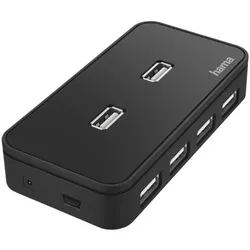 Hama USB-2.0-Hub, 7 Ports, schwarz inkl. Netzteil schwarz
