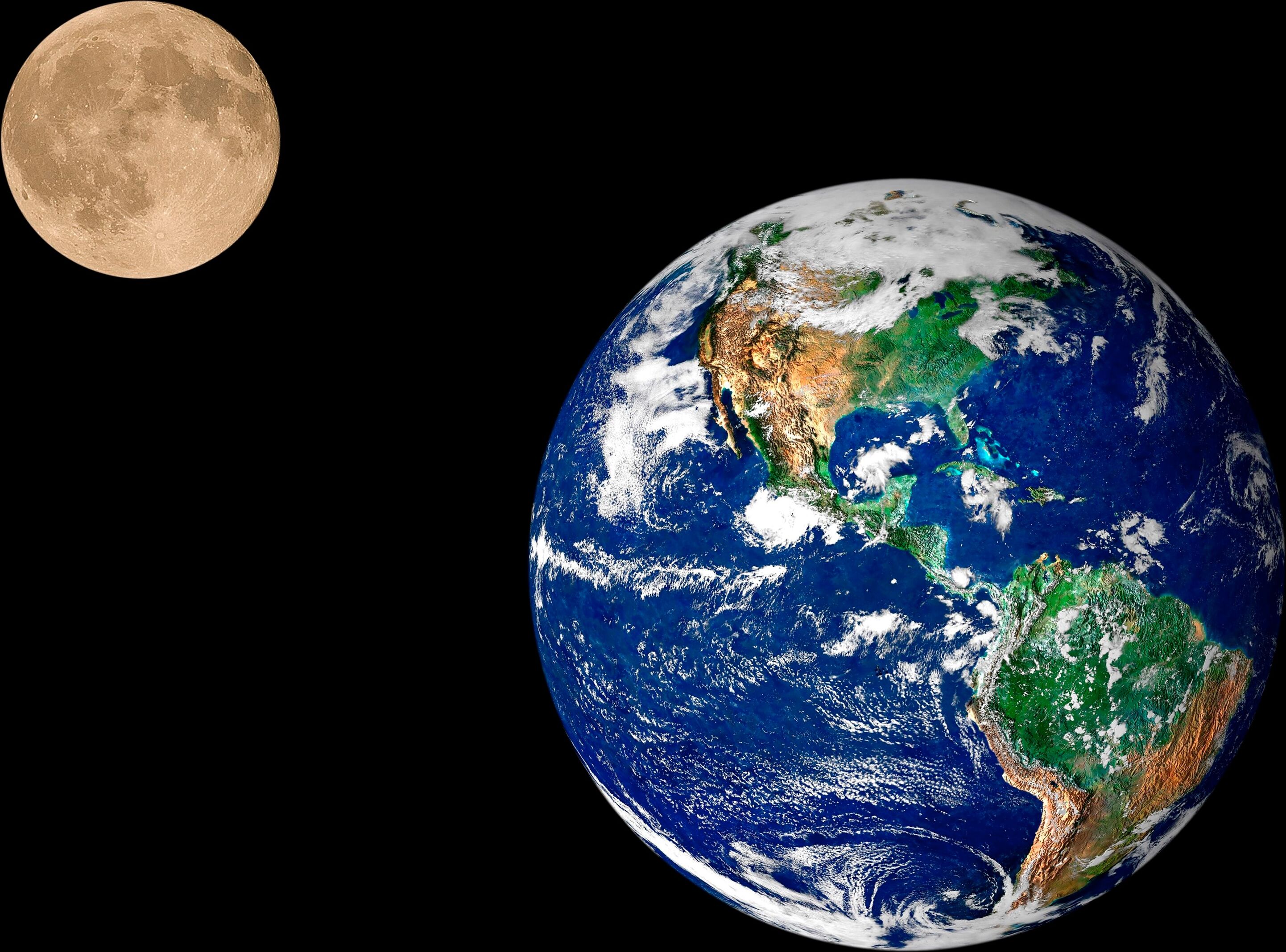 Fototapete PAPERMOON "Earth and Moon", bunt, B:5m L:2,8m, Vlies, Tapeten, Fototapete