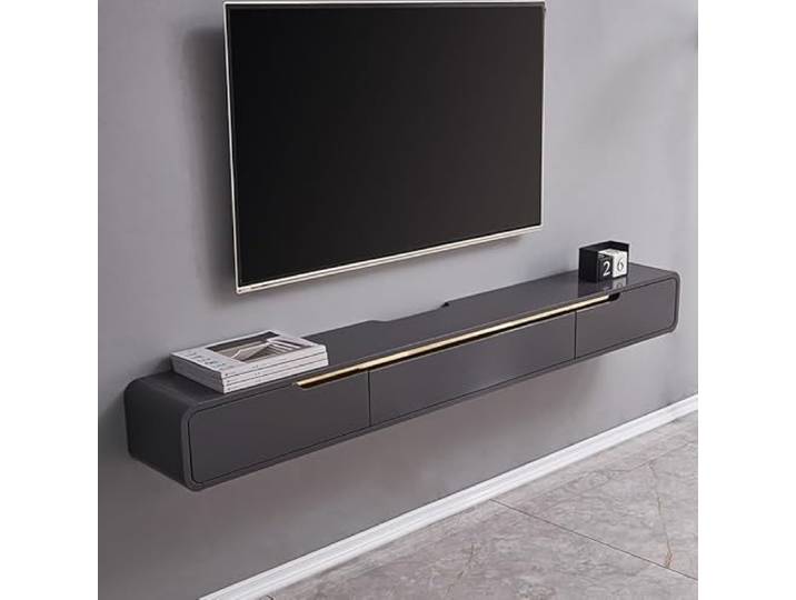 Ptasccne tv Schrank Schwebender TV-Ständer, wandmontierte Medienkonsole mit Schwebender Entertainment-Center-TV-Schrank mit 3 Schubladen for zu Hause