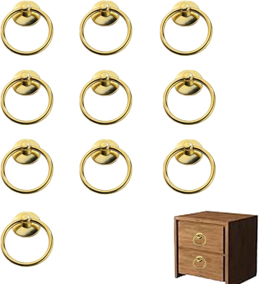 Ronde Ladehandgrepen met Gouden Ring, 10 stuks