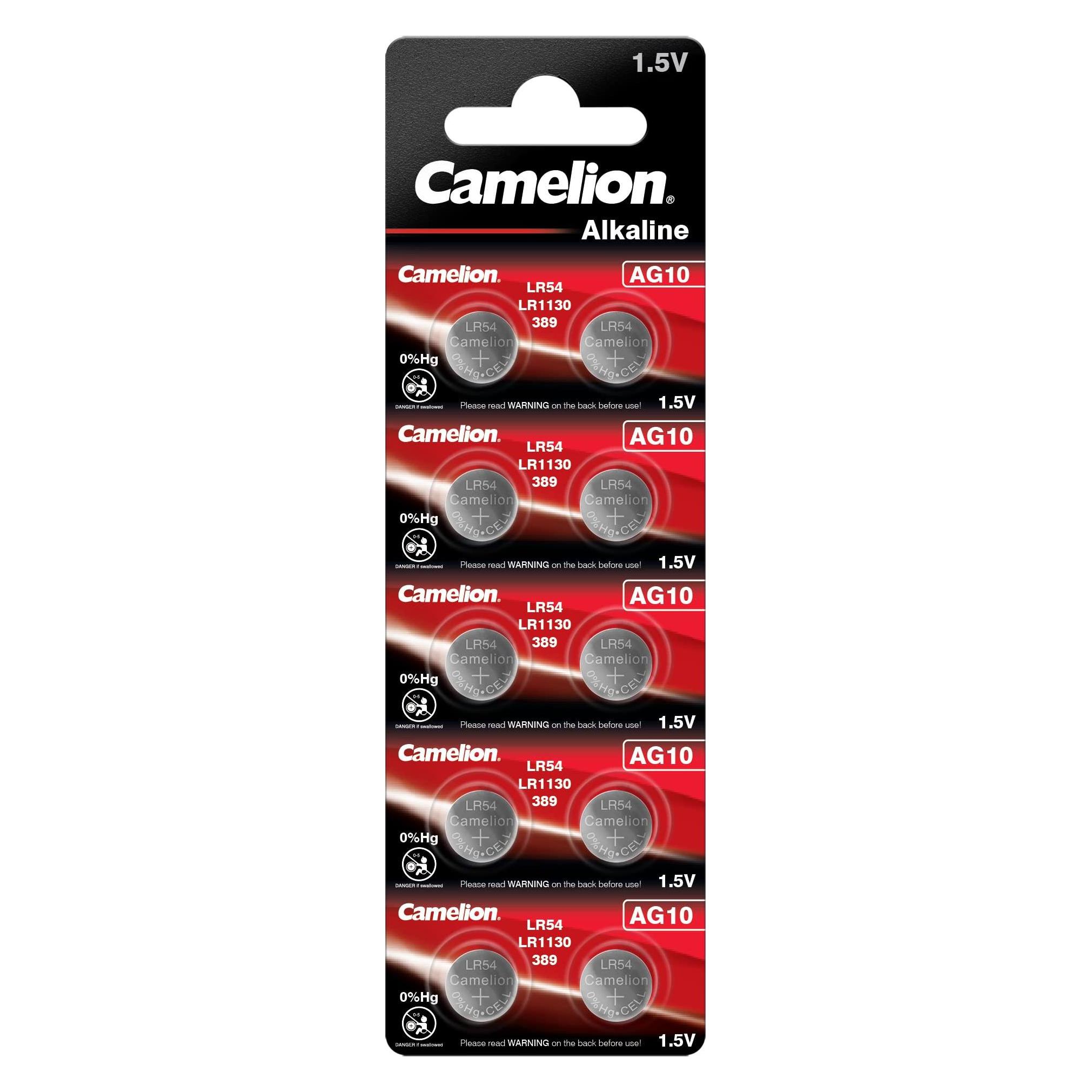 Camelion LR54 / AG10 Knopfzellen im 10er-Blister (10 Stk., AG10, 80 mAh) (12051010)