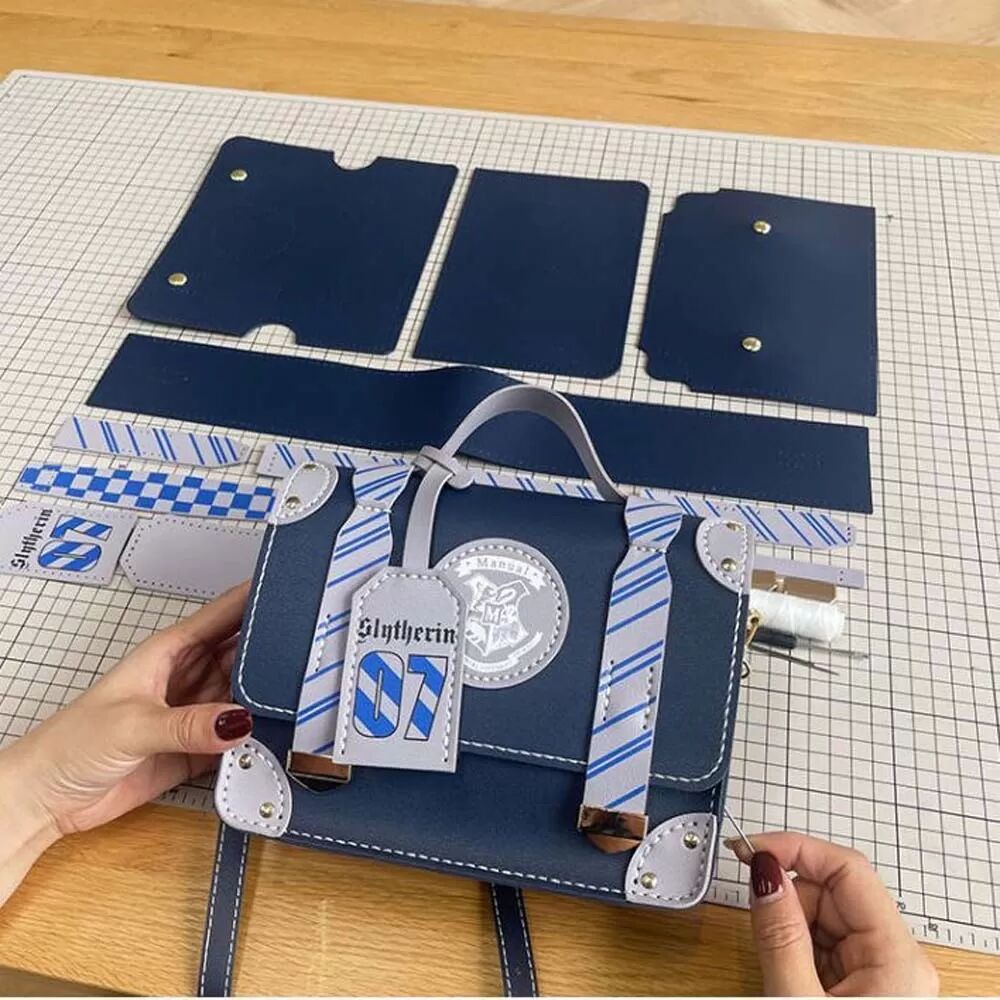 INF Englischer Stil Cambridge Tasche - DIY Materialpaket kompatibel mit Handtasche und Umhängetasche, PU-Material, vielseitig Blau