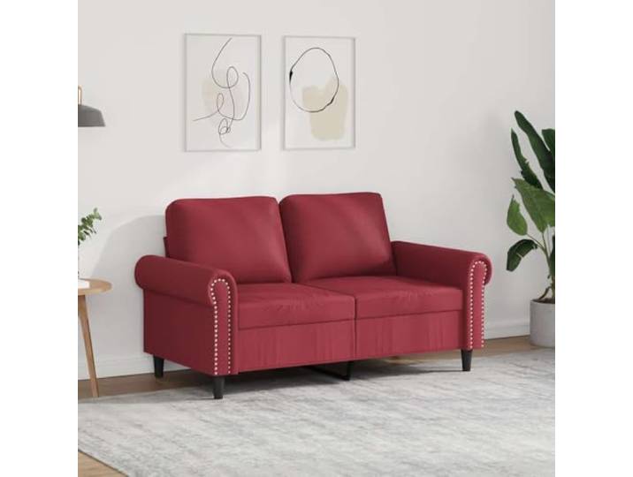 HEFZGDB Weinrotes 2-Sitzer-Sofa 120 cm Kunstleder Modernes Design mit Langlebigem Material und Robuster Metallkonstruktion für Bequemes Sitzen Schmutzabweisende Oberfläche Einfache