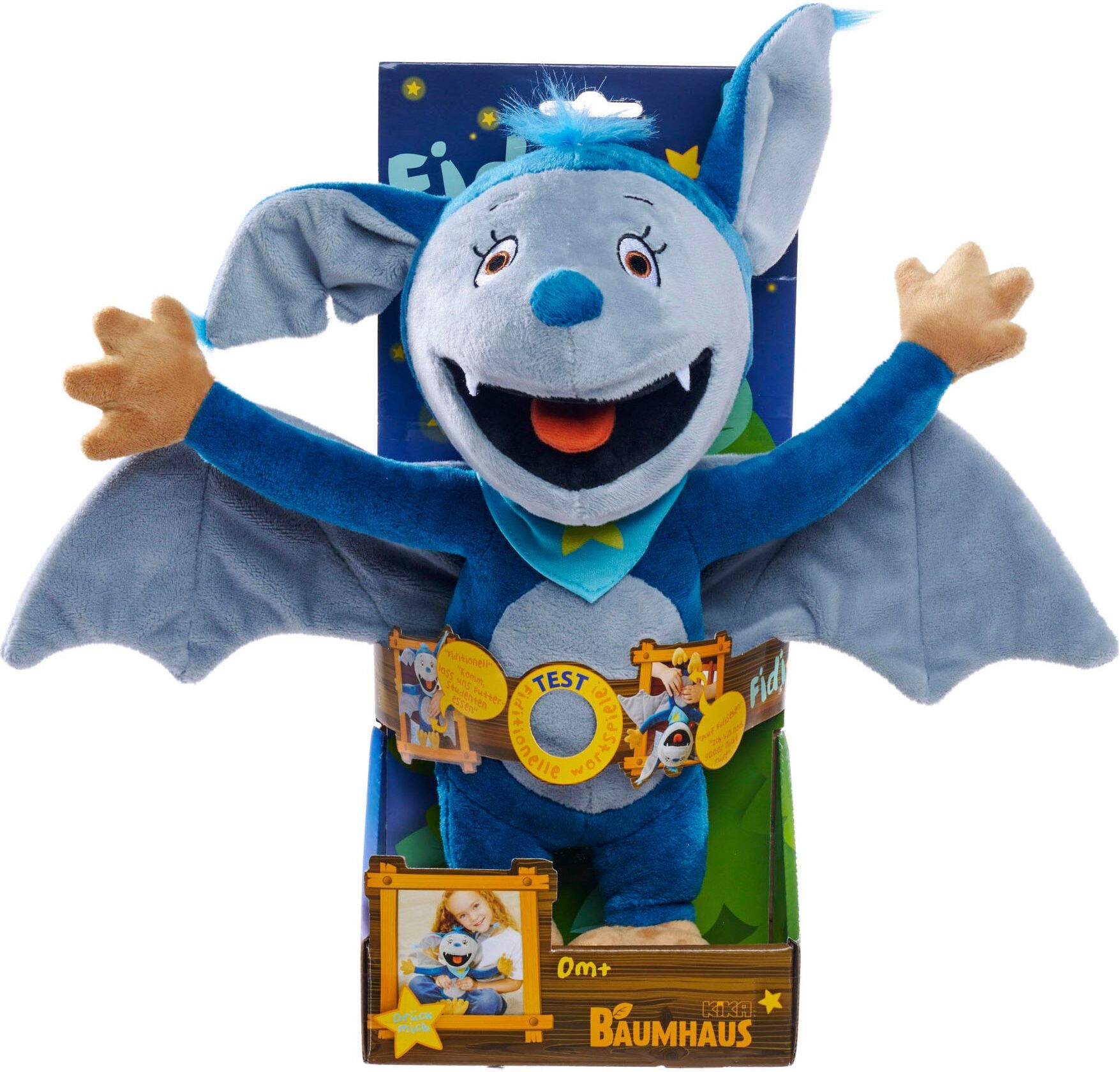 Plüschfigur SIMBA "Fidi Fledermaus Wortspiel", bunt, Plüschfiguren, KinderH:35cm, Plüsch, Plüschfigur, mit Sound, H:35cm