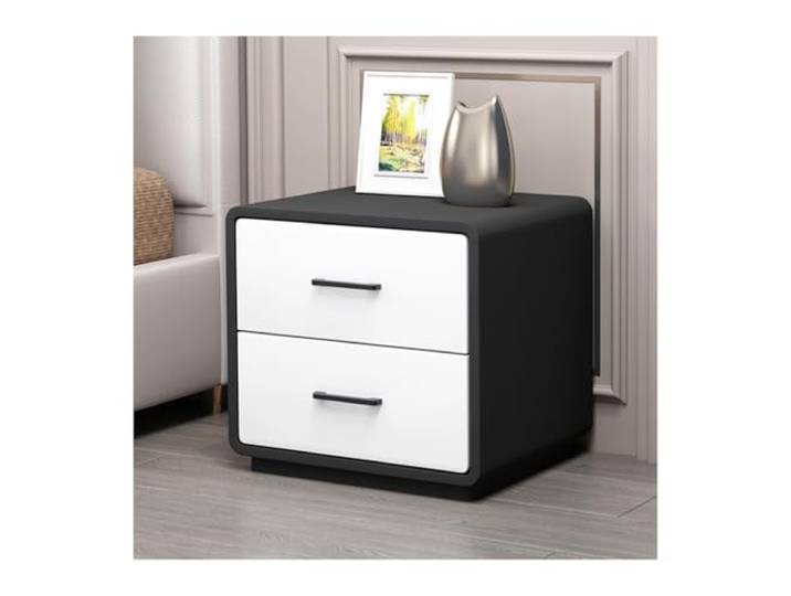 xiuling4568 Nachttisch Multifunktionale Nachttische 2 weiße Schubladen Holz Beistelltische for Schlafzimmer, Wohnzimmer, L45xB40xH43 cm(Black)