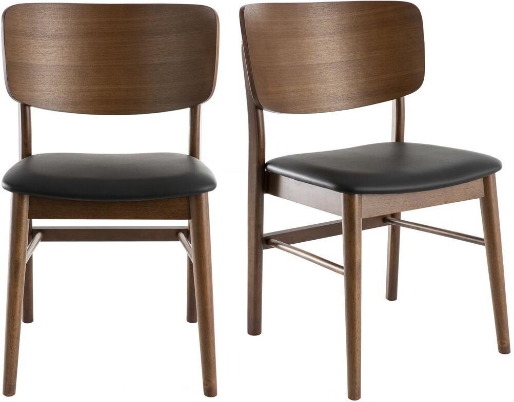 Miliboo Stühle in Nussbaumholz in schwarz ( 2er-Set) SHELDON