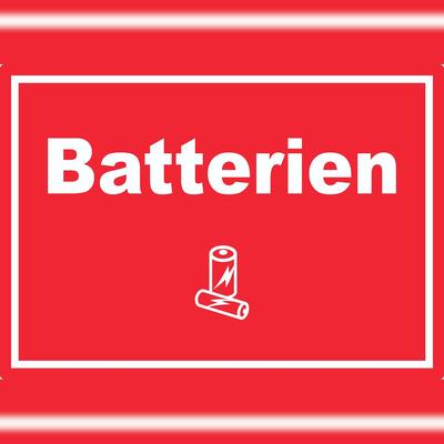 HB-Druck Batterien Mülltrennung Aufkleber Text Symbol AA AAA A2 (420x594mm)