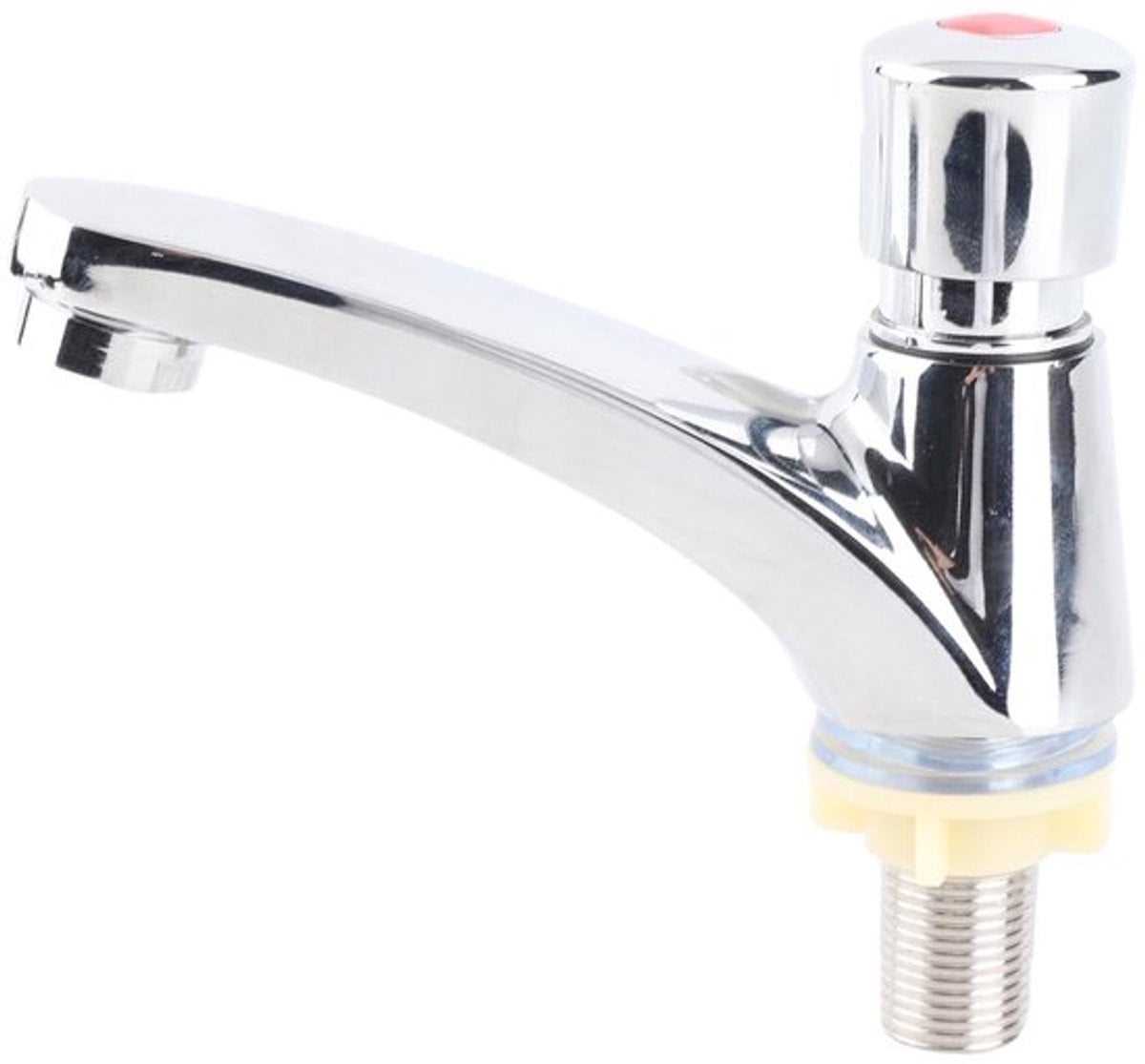 Waterbesparende zelfsluitende wastafelkraan van messing in chroom zilver voor keuken en badkamer