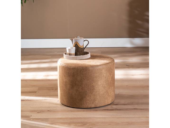 Bronx71 Hocker Kyla Eco-Leder rund beige
