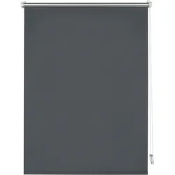 Seitenzugrollo GARDINIA "Thermo Klemmrollo Energiesparend", grau (anthrazit), B:65cm H:150cm, Polyester, Rollos, Seitenzugrollo, abdunkelnd mit Thermobeschichtung