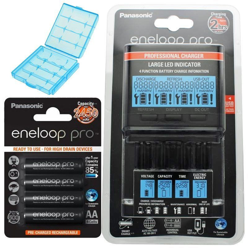 Panasonic eneloop BQ-CC65 AccuCell Box Snellader met LCD-display - Blauw