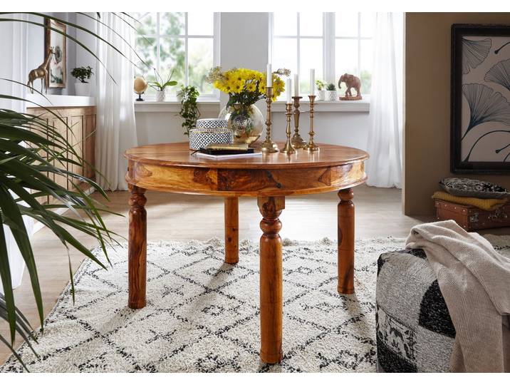 Esstisch rund Akazie 120x120x76 honig lackiert OXFORD #0332