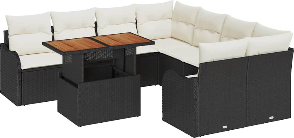 vidaXL Garten-Sofa-Set 7 stk. 6-Sitzanzahl Schwarz und Creme