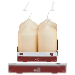 Stumpenkerze 9xØ5cm creme 4 Pack  6 Stück