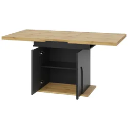 STILVORA Ausziehtisch aus MDF in Schwarz/Natur, 110-140x80x76 cm, platzsparend, Soft-Close
