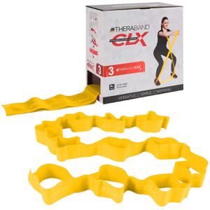 THERABAND Fitnessband Übungsband CLX, leicht, 2 m x 5 cm, bis 1,4kg Widerstand, gelb, Flachband aus Gummi, mit Schlaufen