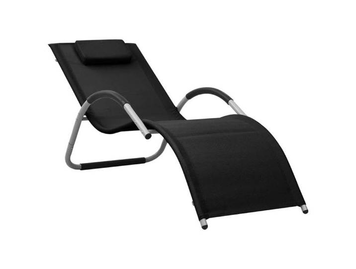 Chaise longue textilène noir et gris 310513