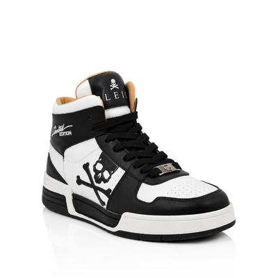 Sneaker PHILIPP PLEIN "Notorius", Herren, Gr. 41, Normalschaft, 0102, weiß, schwarz, Schuhe Sneaker