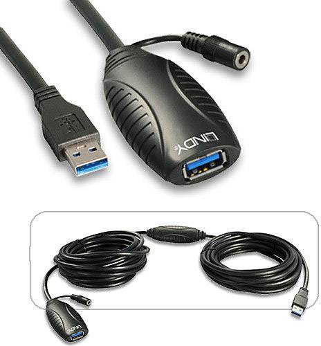 LINDY USB-Kabel USB 3.2 Gen1 USB-A Stecker, USB-A Buchse 10.00 m Schwarz 43156