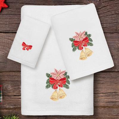 Linum Home Textiles Llc Christmas Bells Bath Towel Set Bath Hand Fingertip, Bath Hand Fingertip, White