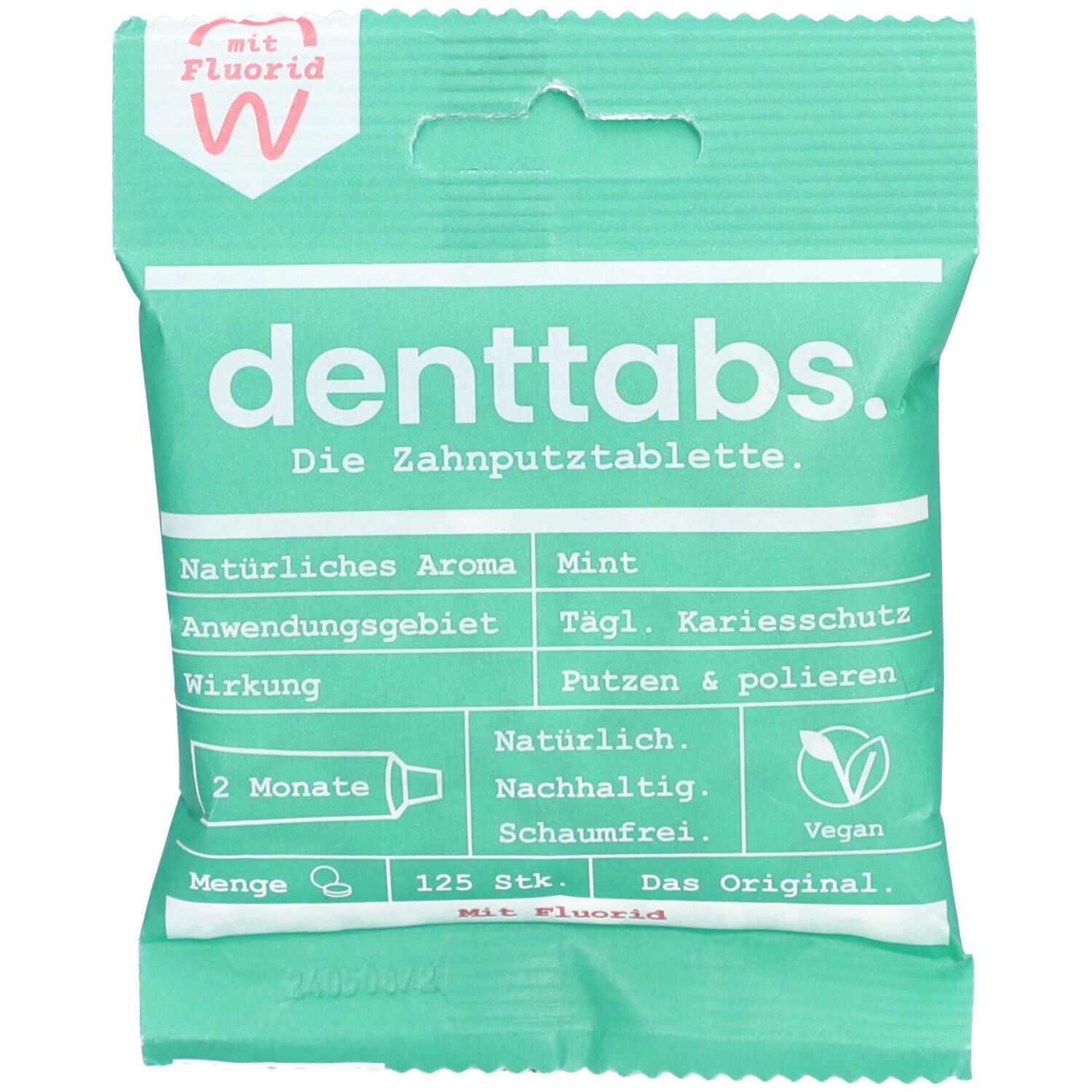 Denttabs Zahnputztabletten stevia-mint m.Fluorid 125 St Tabletten