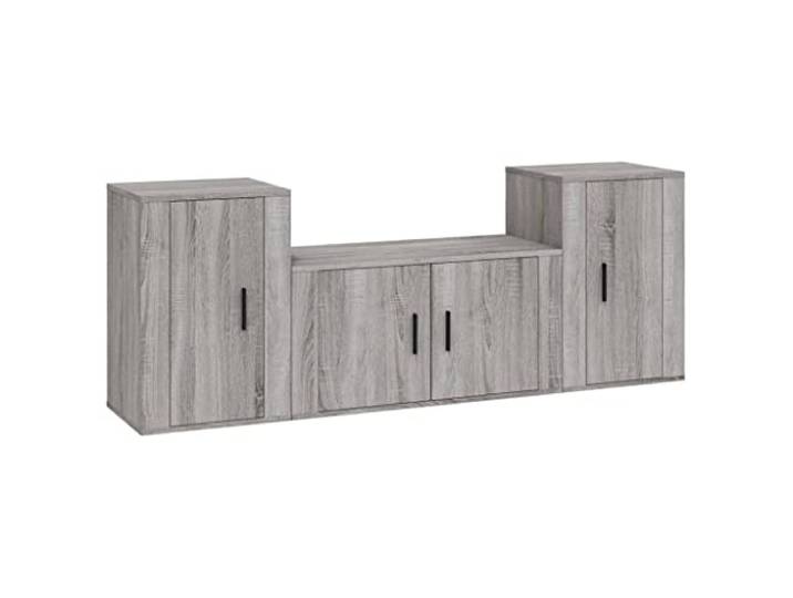 GHVBNMF 3-tlg TV-Schrank-Set Wandmontage Grau Sonoma Holzwerkstoff Moderne TV-Möbel für Schlafzimmer und Wohnbereich mit viel Stauraum und schwebender Wandbefestigung.