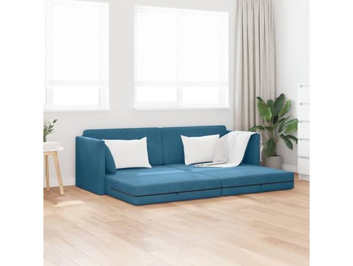 HEFZGDB Boden-Sofa-Bett 2-in-1 Blau 213x144x60 cm Samt Modernes Tagesbett mit abnehmbaren Bezügen für Wohnzimmer und Gästezimmer