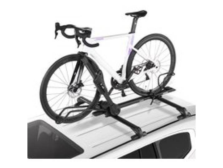 VEVOR Dachfahrradträger 15 kg Tragkraft, klappbarer Fahrraddachträger mit sicherem Verriegelungssystem für die meisten Standard-Querträger, aufrechter Autodachträger für SUV Auto, Schwarz