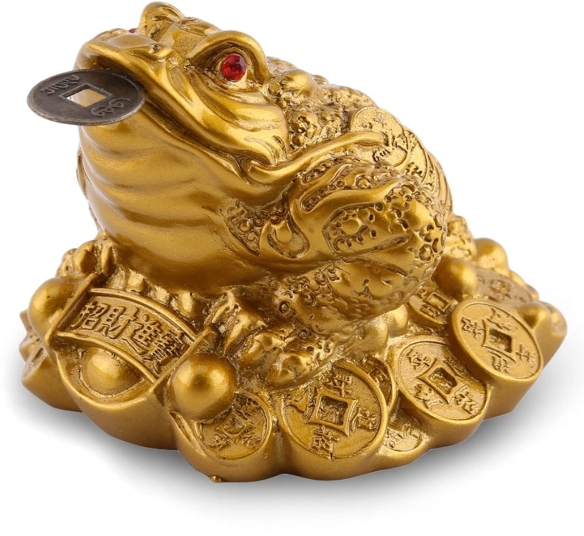 Allecto Feng Shui Geld Kikker voor Geluk en Welvaart - Goudkleurig - Chinese Decoratie voor Thuis en Kantoor