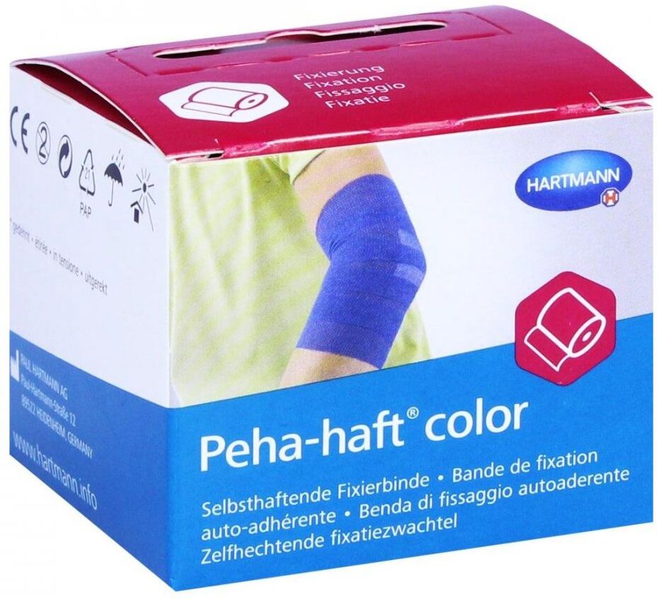 Peha-haft Color Fixierbinde latexf. 4 cm x 4 m blau