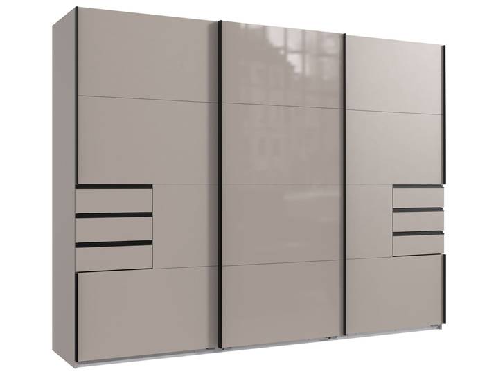 Z2 Schwebetürenschrank 3trg. SAIGON, Saharagrau, Holznachbildung