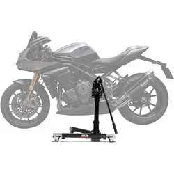 Zentralständer EVOLIFT® für Triumph Speed Triple 1200 RR Breitling Edition 24 Black Ops Edition (Grundfarbe: Schwarz) Mit Werkstattmatte Ohne Ohne Mit Werbeschild