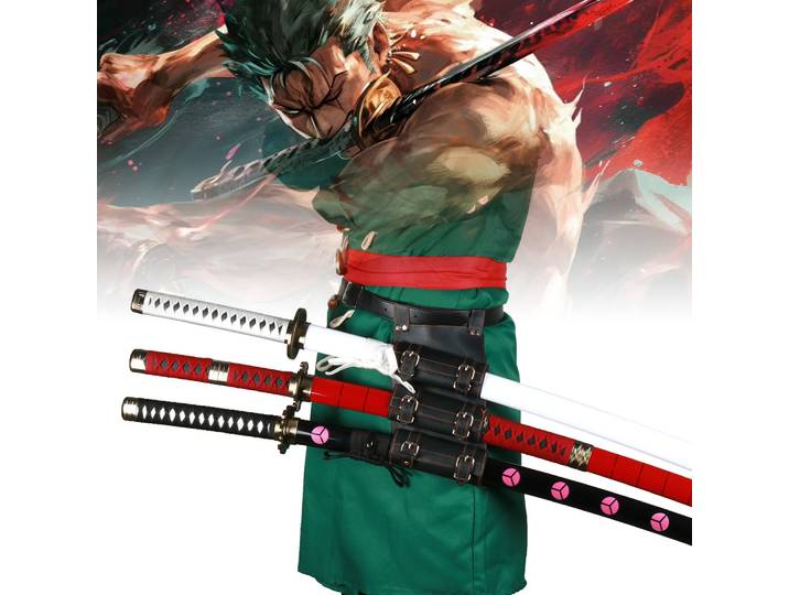 40incn Roronoa Zoro Katana Ninja couteau épée Anime Cosplay Costume Zoro taille réelle japonais Katana Original samouraï sabre cadeau