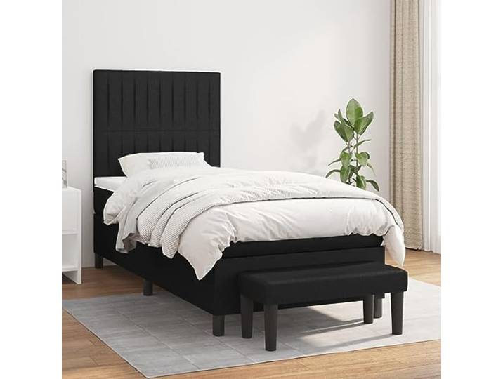 RJPLMFV Lattenrost und Matratze, Schwarz, 80 x 200 cm Kopfteil verstellbar, Taschenfedern, mittlere Unterstützung, multifunktionale Bettbank