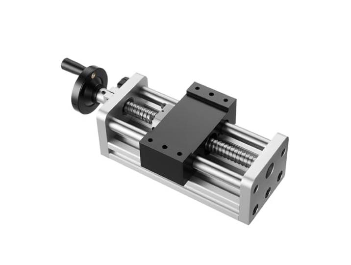 VEVOR Guide Linéaire Vis à Billes Course 100 mm Guidage Linéaire à Vis à Billes pour Commande Numérique Axes XYZ Routeur CNC\, Double Axe Optique\, Précision C7\, Bloc Coulissant Roulement\, Volant Manuel