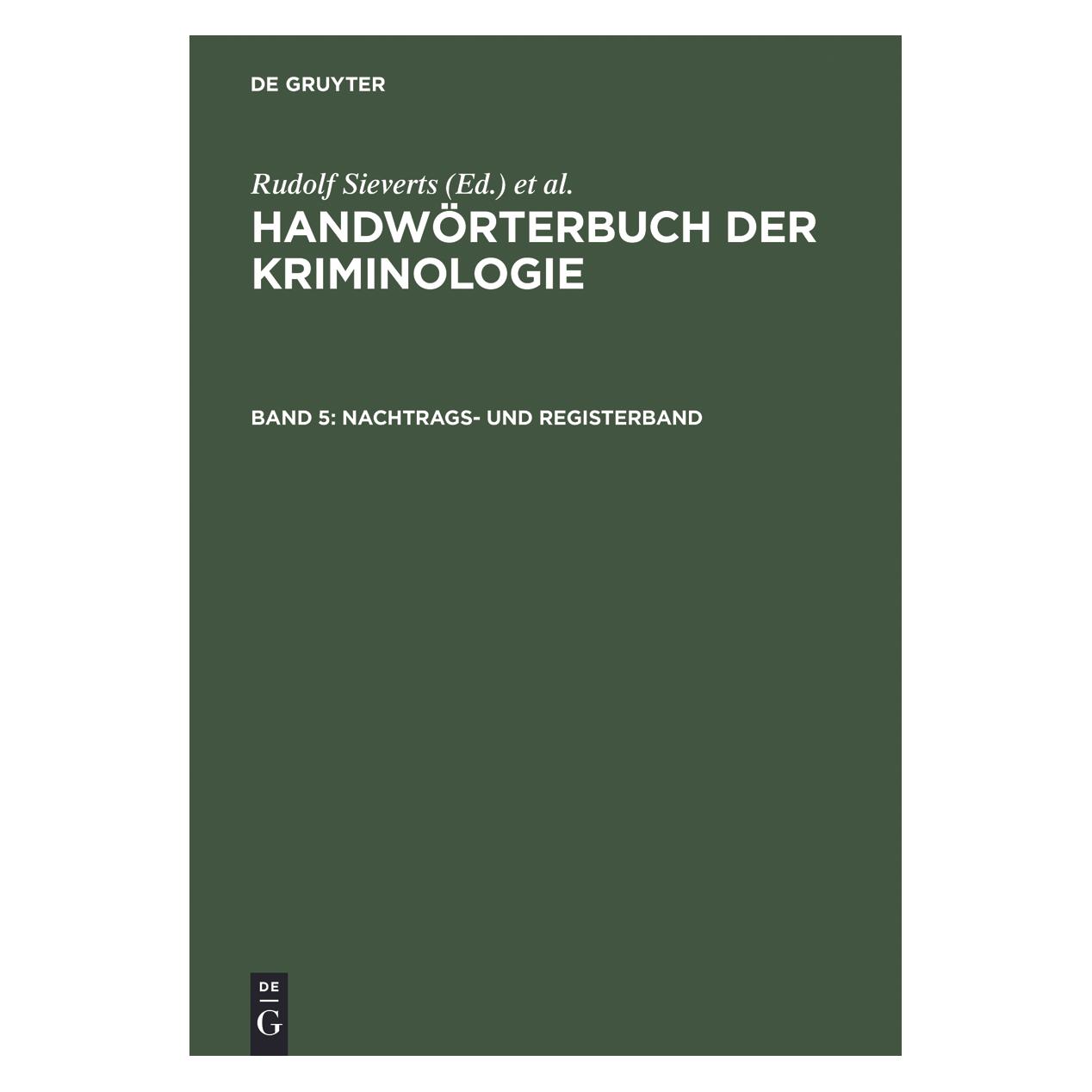 De Gruyter Nachtrags- und Registerband (Deutsch, Hardcover, Alexander Elster, Hans J. Schneider, Heinrich Lingemann, Rudolf Sieverts) (66438369)