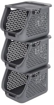 Iris Stacking Laundry Basket, Gray (3-Pack) - 42 Qt