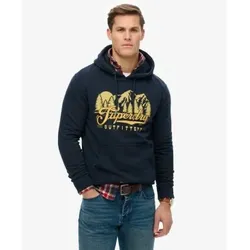 Superdry für Herren. M2014357A Outfitters Kapuzenpullover marineblau (S), Lässig, Baumwolle, Langarm