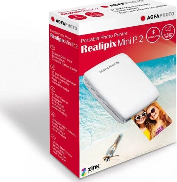 AgfaPhoto Agfa-Photo Fotoprinter Realipix Mini Zink, Hvid