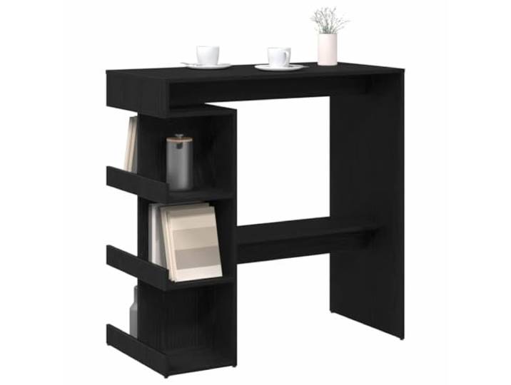 vidaXL Bartisch 100 x 48 x 101,5 cm Holzwerkstoff Schwarz Eichen-Optik Modernes schwarzes Eichen-Finish verbessert jede Einrichtung, Verfügt über Eckregale für effiziente Aufbewahrung,