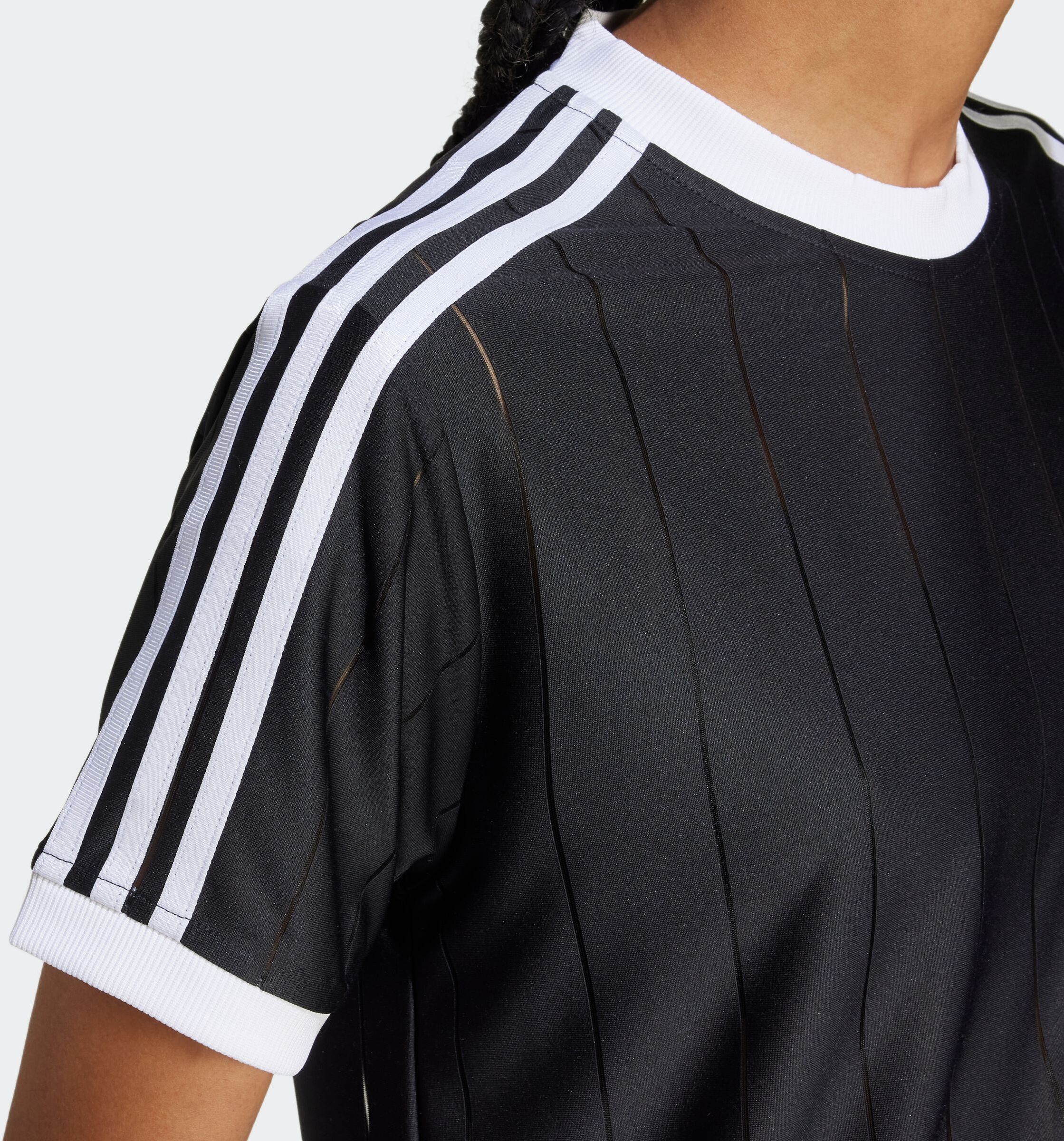 T-Shirt ADIDAS ORIGINALS "ADICOLOR 3-STREIFEN PINSTRIPE", Damen, Gr. XXL, schwarz, Obermaterial: 100% Polyester, Shirts T-Shirt schwarz XXL
