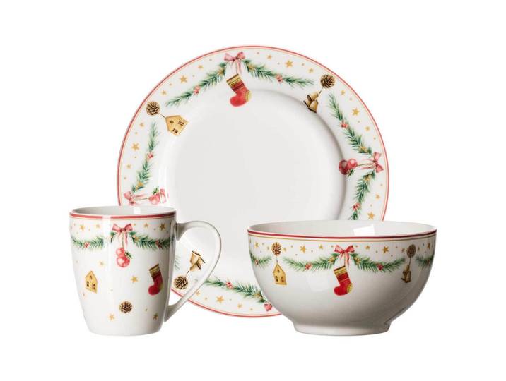 Ritzenhoff Breker Frühstücks-Set Holly bunt 18-tlg., Mehrfarbig, Keramik, 18-teilig, Rund, 2x2x2 cm, Geschirr, Geschirrsets, Kaffeeservice