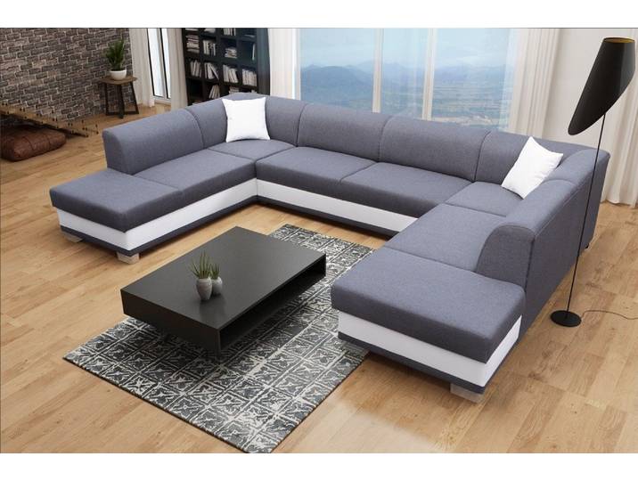 JVmoebel Wohnlandschaft Grau U-Form Sofa mit Polsterung und bequemen Sitzkomfort, Made in Europa