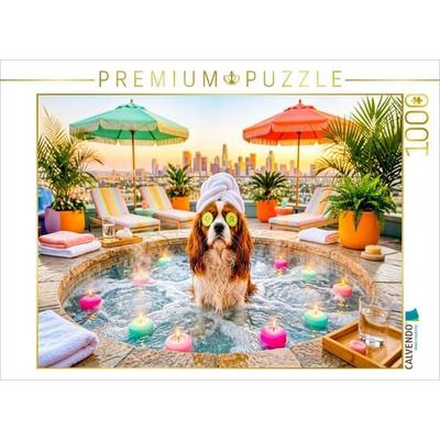 CALVENDO Puzzle Wellness Spaniel - Entspanntes Spa Hundemotiv | 1000 Teile Lege-Größe 64x48cm Foto-Puzzle für glückliche Stunden