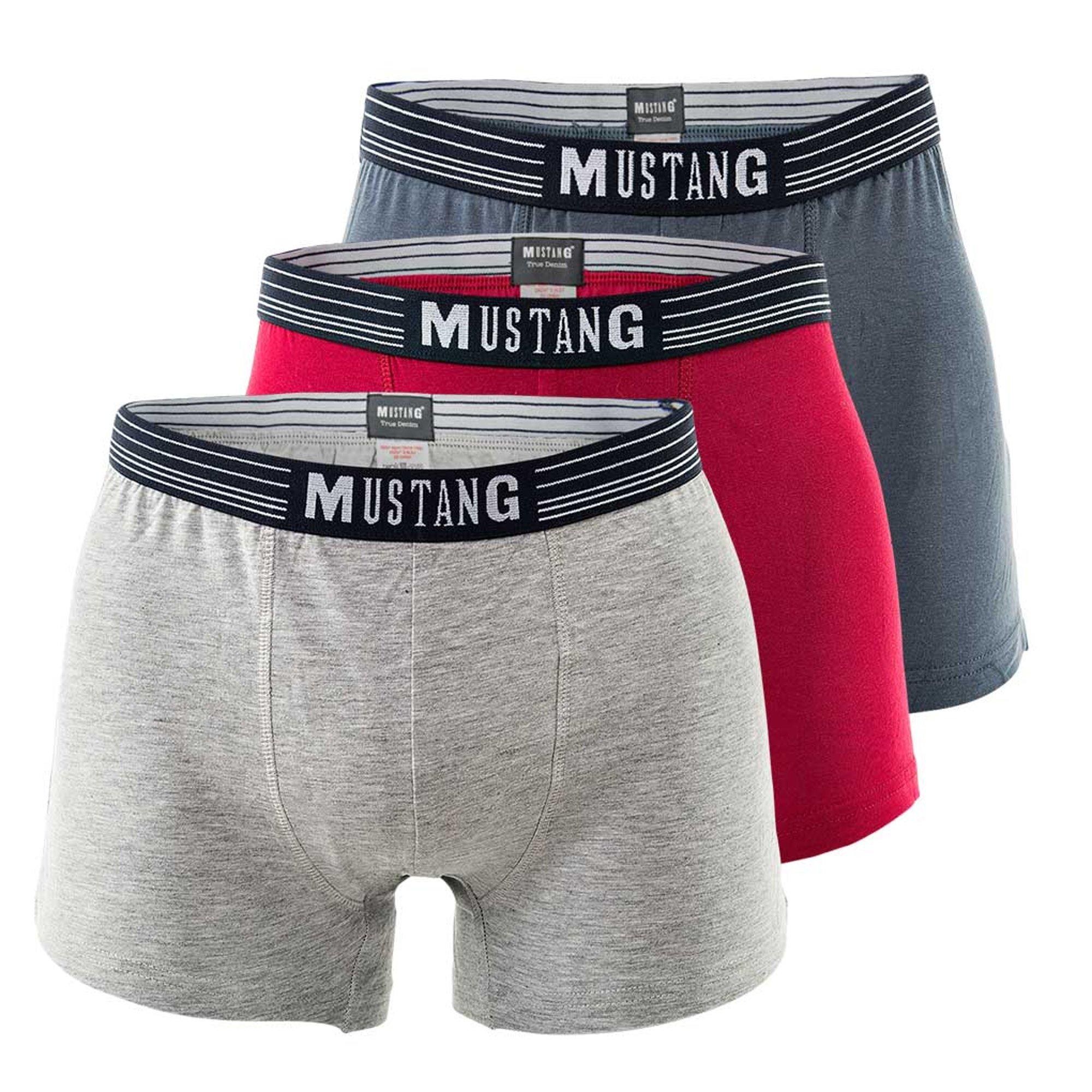 Mustang Retroshorts True Denim 3-Delig Verpakking Boxershorts