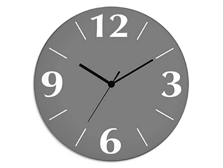 ARTLAND Wanddeko Wanduhr ohne Tickgeräusche aus Glas Funkuhr Ø 30 cm Rund Lautlos Trendfarbe Grau S7KC