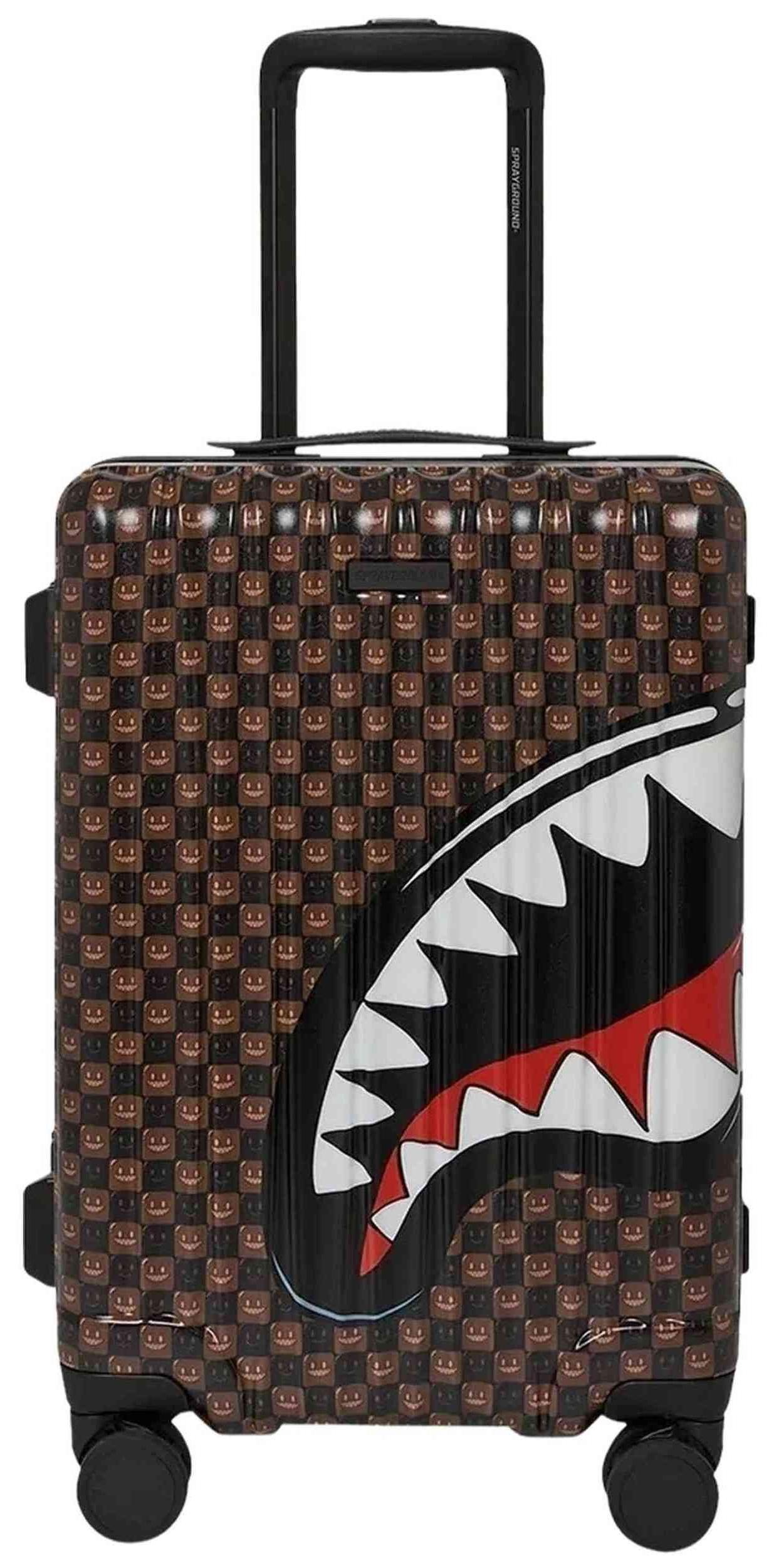 Trolley-Sprühschutz "Sharks" in Paris. WTF. Braune Reisetasche "Bubble" für Herren